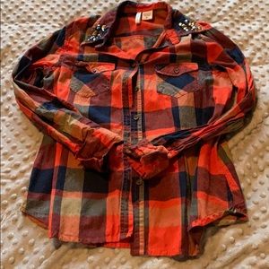 Embellished Flannel Top